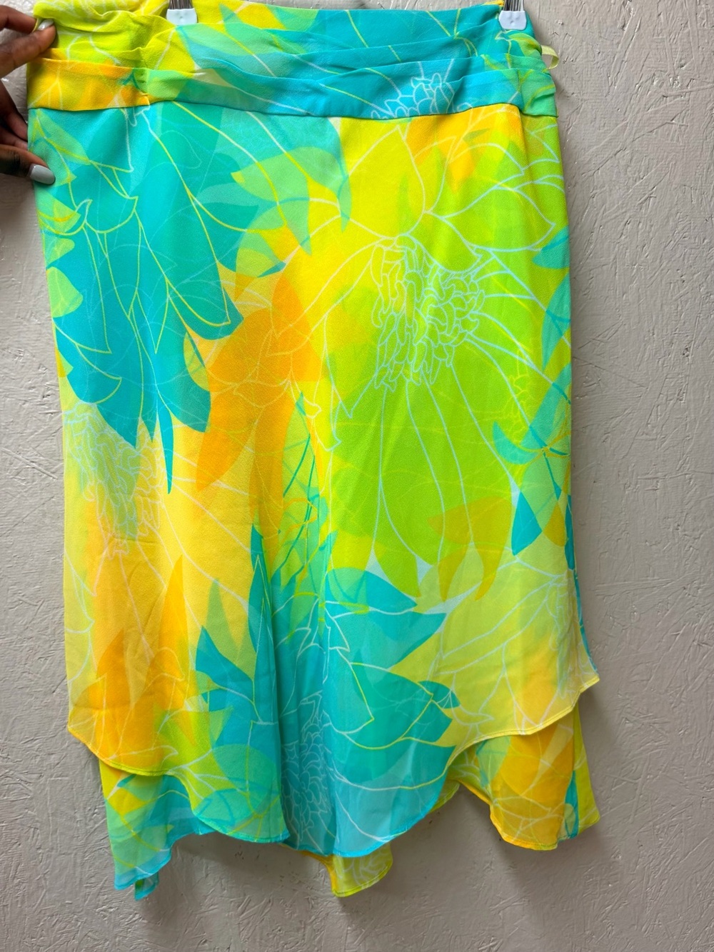 Banana Republic Yellow & Turquoise Floral Print Skirt
